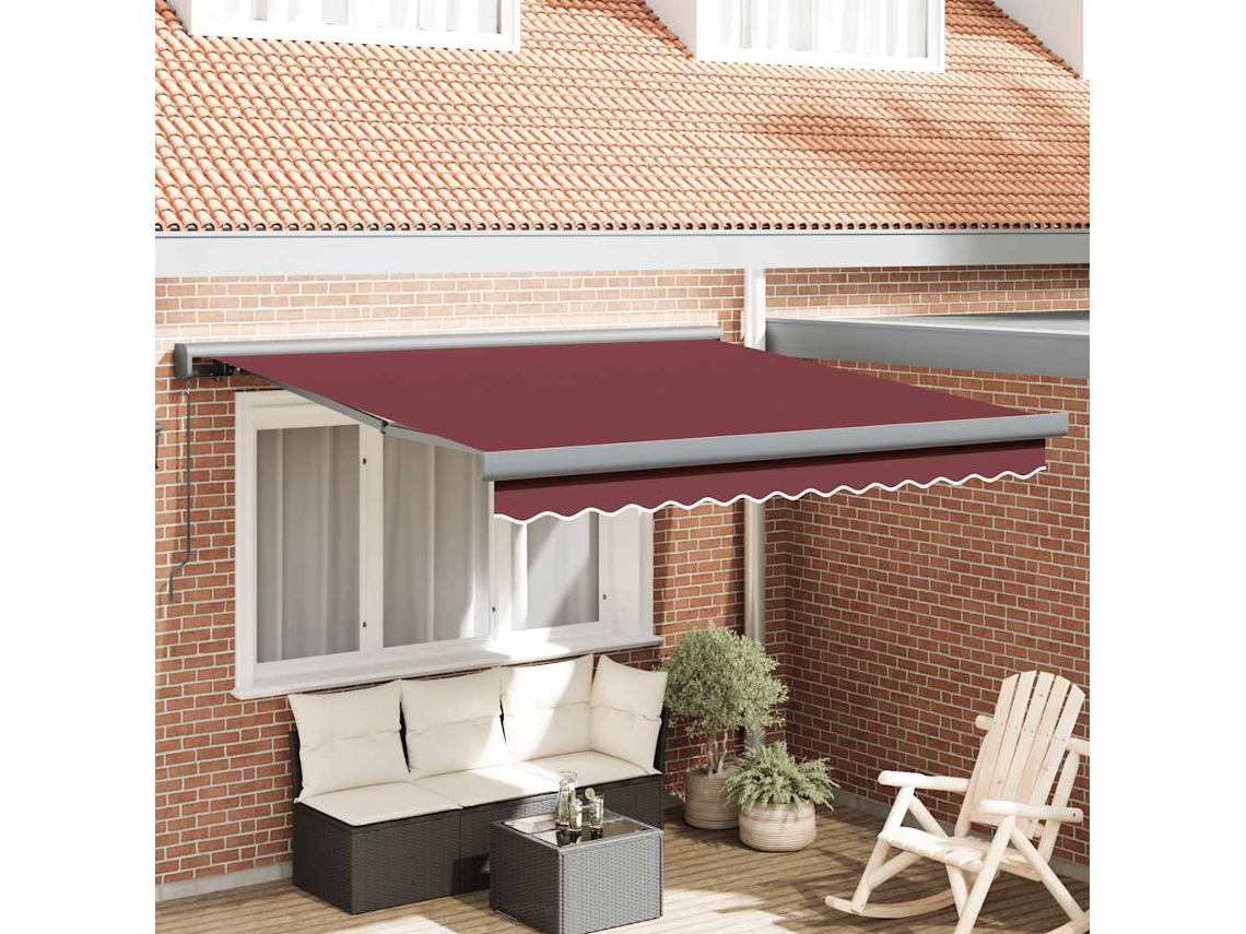 Vidaxl Toldo Retrátil Manual 300x250 Cm Bordô