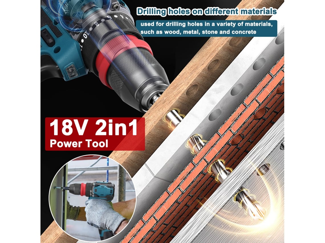 Parafusadeira Furadeira 18v Brushless 45nm 2em1