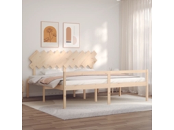 Vidaxl Cama Para Idosos Com Cabeceira 200x200 Cm Madeira Maciça