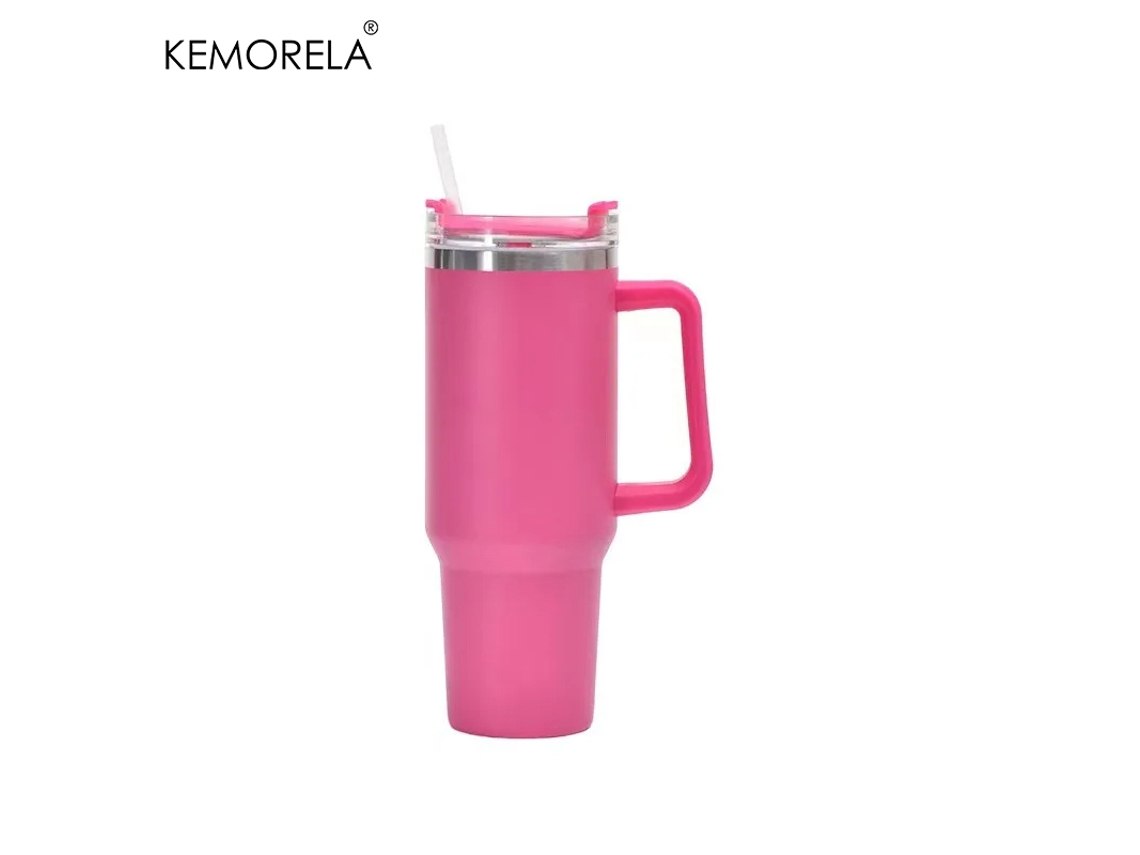 (rosa) Garrafa De Água Térmica De Aço Inoxidável De 1200ml, Com Capa Protetora E Canudo.