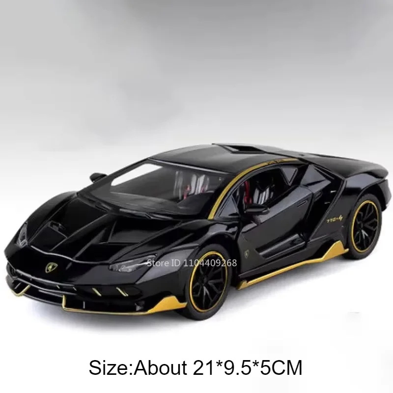 (lp770 Preto) Escala 1:24 - Modelo De Carro Em Metal Fundido - Efeitos Sonoros E De Luz - Portas Que Abrem