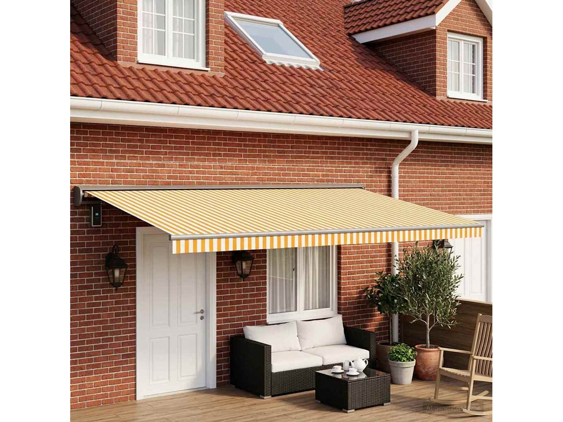 Vidaxl Tecido De Substituição Para Toldo Amarelo E Branco 500 × 300 Cm