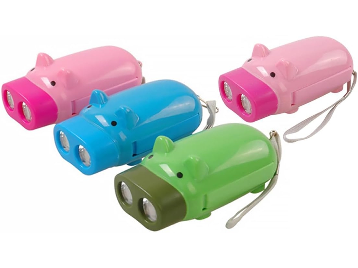 Lanternas de manivela Amosfun Pig, pacote com 4 recarregáveis para caminhadas e acampamentos