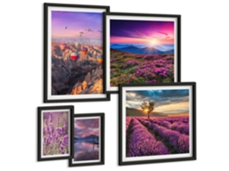 Conjunto De Pinturas Paisagem De Lavanda Balões Espelharte (5 Peças)