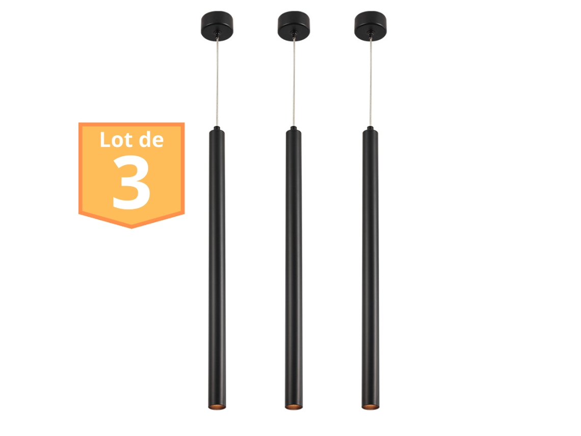 Conjunto de 3 suspensões tubulares design preto G9 10W IP20