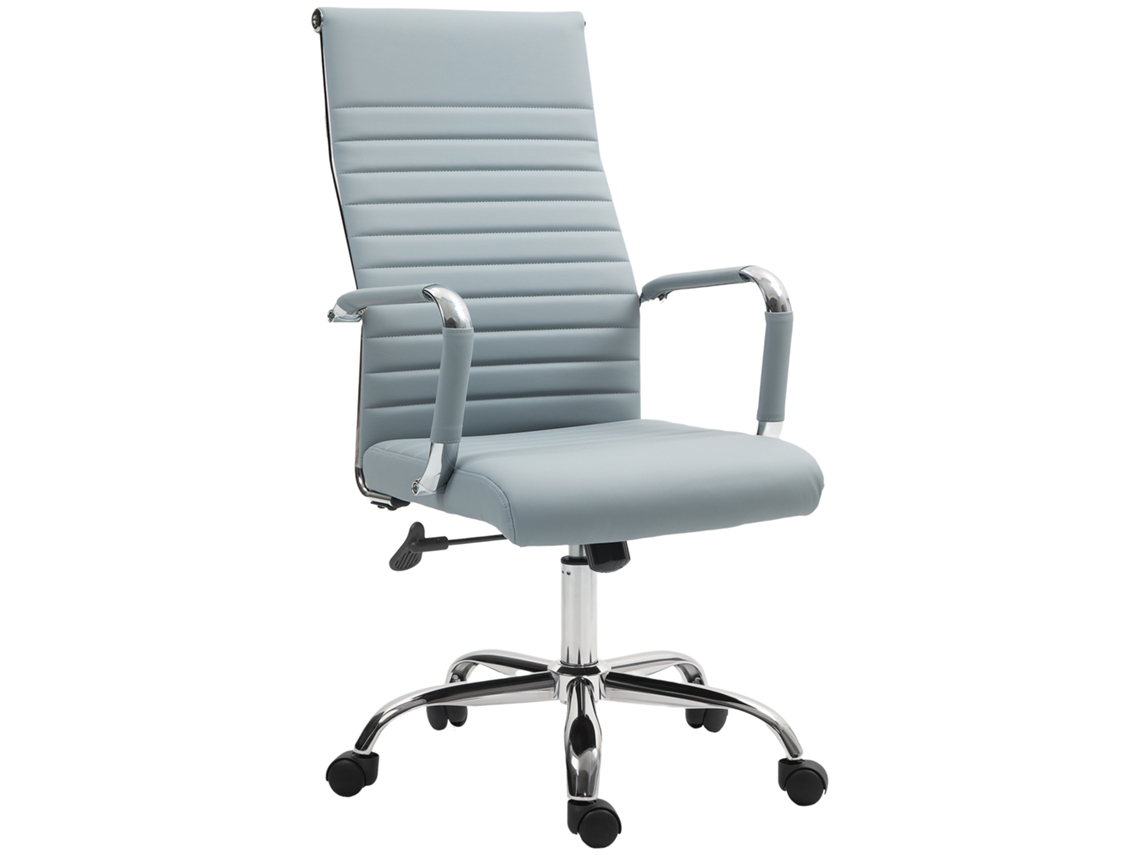 Cadeira de Escritório Giratoria 360° Inclinável com Altura Ajustável Rodas Apoio Braços 54x62x104 114 Cm Cinzento Claro FYNTERA EUROPA