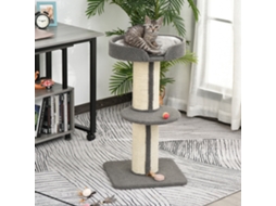 Torre para Gatos de 91cm em Cinza com Plataforma Acolchoada e Sisal | S/MARCA
