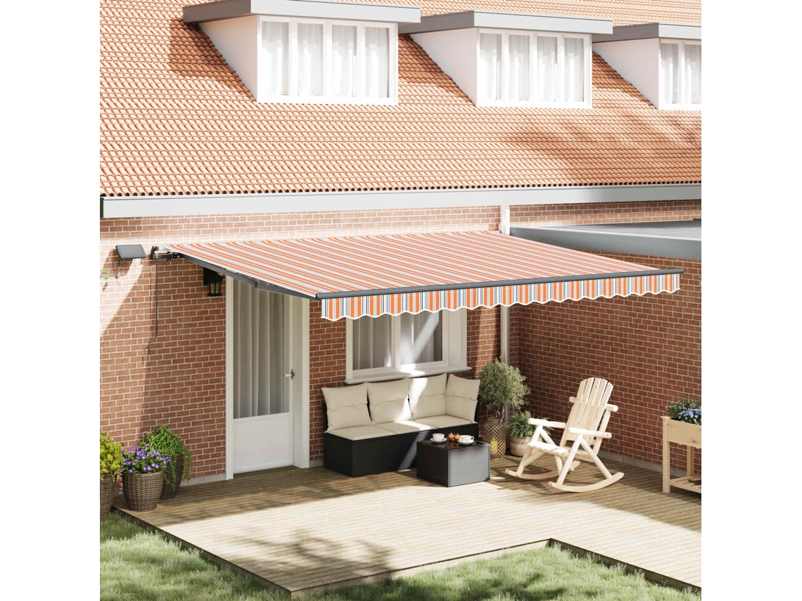 Vidaxl Toldo Retrátil Multicolor 450 × 350 Cm Tecido E Alumínio