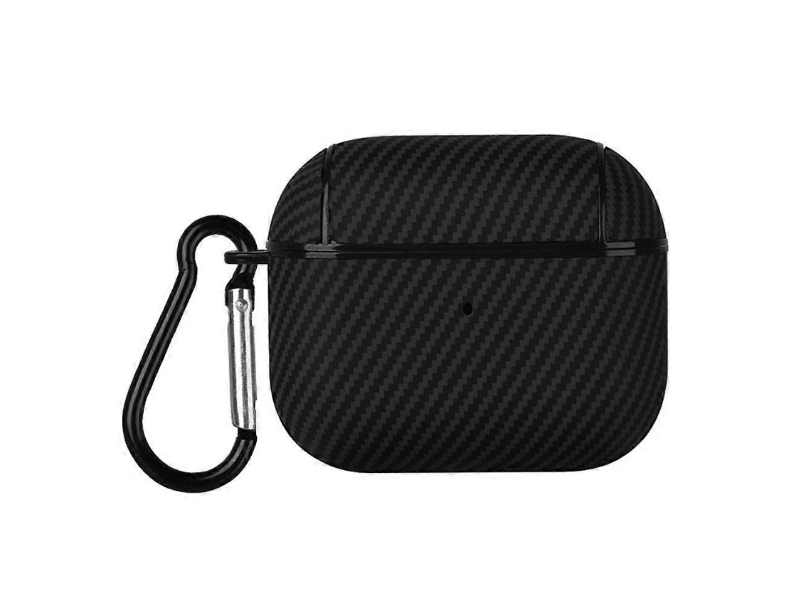 Estojo Para Fones De Ouvido Airpods 3 Em Polipropileno Com Textura De Fibra De Carbono E Gancho Integrado.