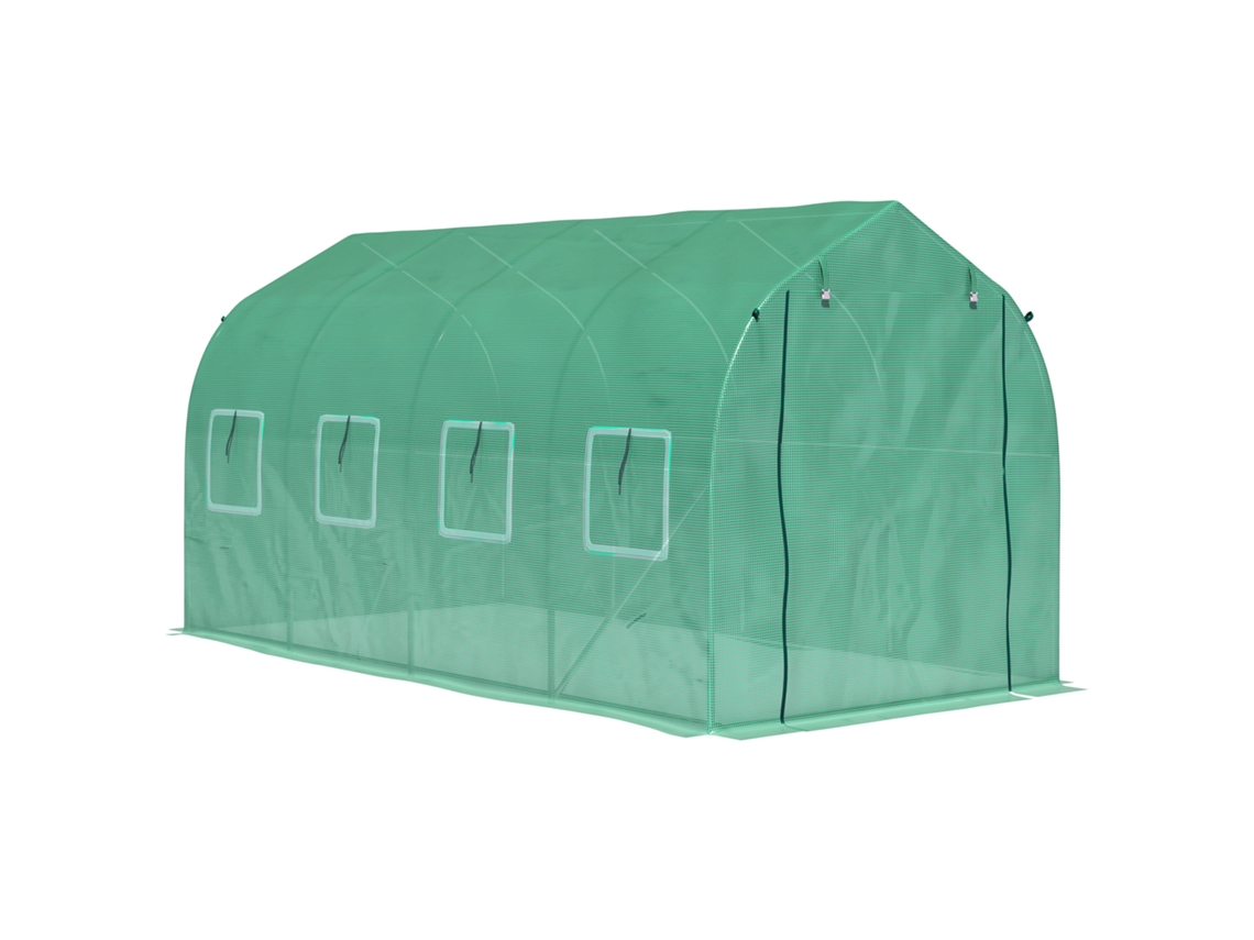 Estufa Em Pátio Túnel 4x2x2 M Com 8 Janelas E Portas De Malha Pomar Para Jardim Verde No