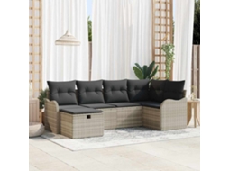 Vidaxl Conjunto De Sofá De Jardim Com Almofada 6 Pcs Cinzento-claro
