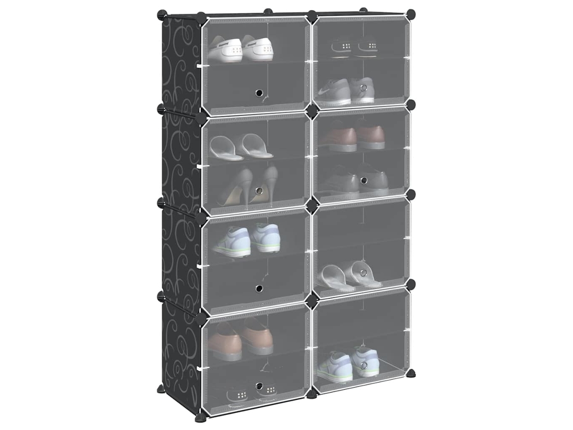Vidaxl Organizador De Arrumação Com 8 Cubos E Portas Pp Preto