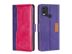 Capa De Couro Com Fivela Lateral E Contraste De Cores Para Nokia C22