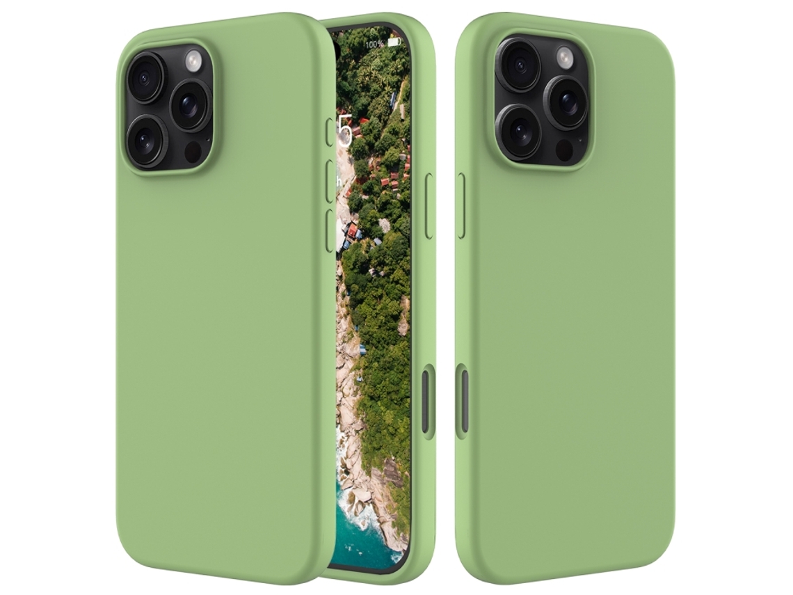 Capa De Silicone Para Iphone 16 Pro Max - Cor Sólida, Proteção Fina E Antiaderente - Verde Menta
