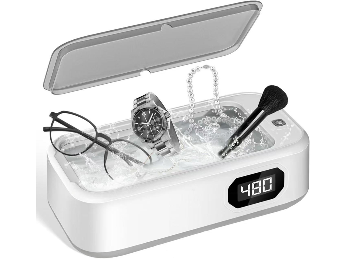 Limpador Ultrassônico de Anéis e Joias, 700 Ml , 50 W, Máquina de Limpeza Ultrassônica Profissional Portátil (branca) JYTGALX (25 Oz)