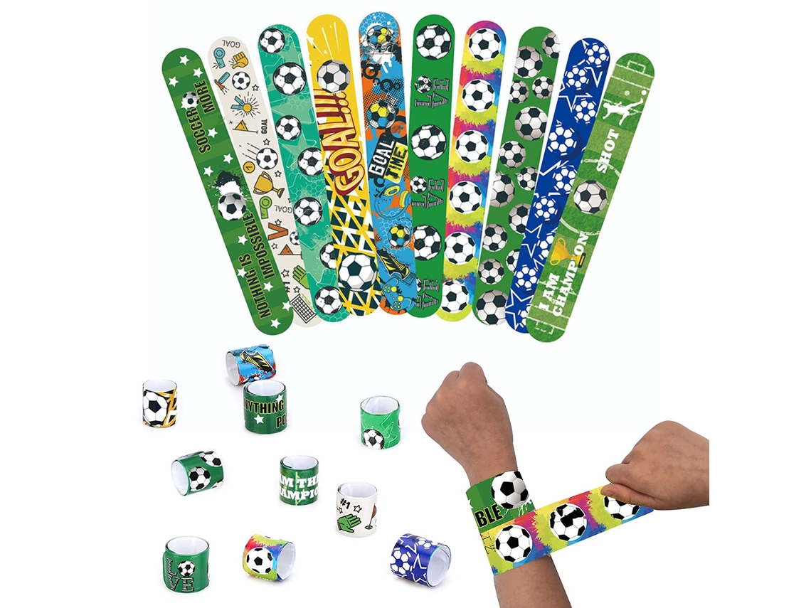 Primerox 10 Pulseiras de Tapa de Futebol Coloridas para Crianças Festa de Futebol Presentes