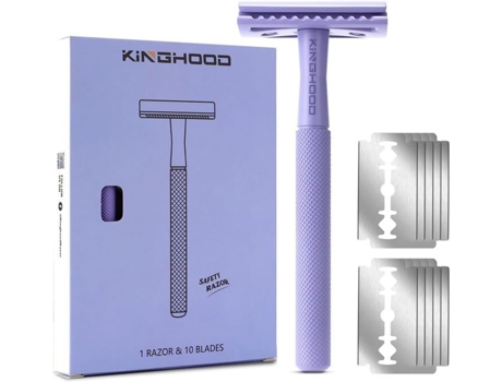 Navalha de segurança manual feminina, lâminas de metal, lâminas simples, navalha de segurança com 10 lâminas de barbeiro, verde claro Fnmjisdhguisgdyusd