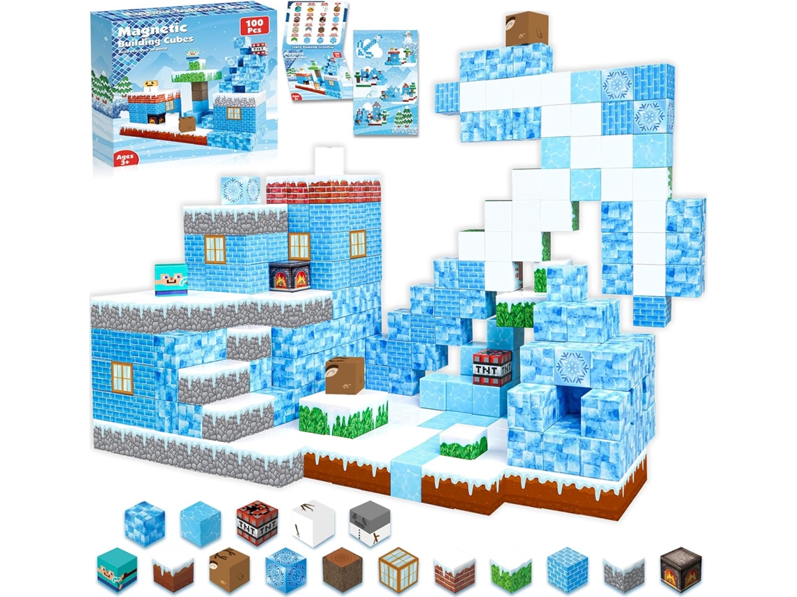 Maqueta Puzzle Cubos Hielo Modelo Zh 004 Nuevo, Bloques Magnéticos, 100 Bloques De Construcción Magnéticos