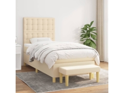 Vidaxl Cama com Molas/colchão 100x200 Cm Tecido Cor Creme