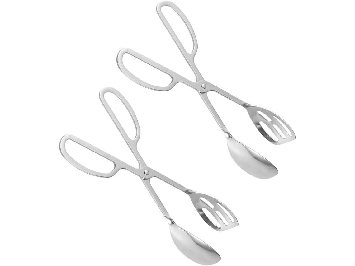 Pinça Para Buffet Doitool, 2 Unidades, Em Aço Inoxidável, Para Pão, Com Design De Tesoura, Acabamento Espelhado, Prata
