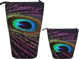 Case Trousse Crayons Télescopique Peacock Feather Print Cosmé Porte-stylo Multifotionnel Peil
