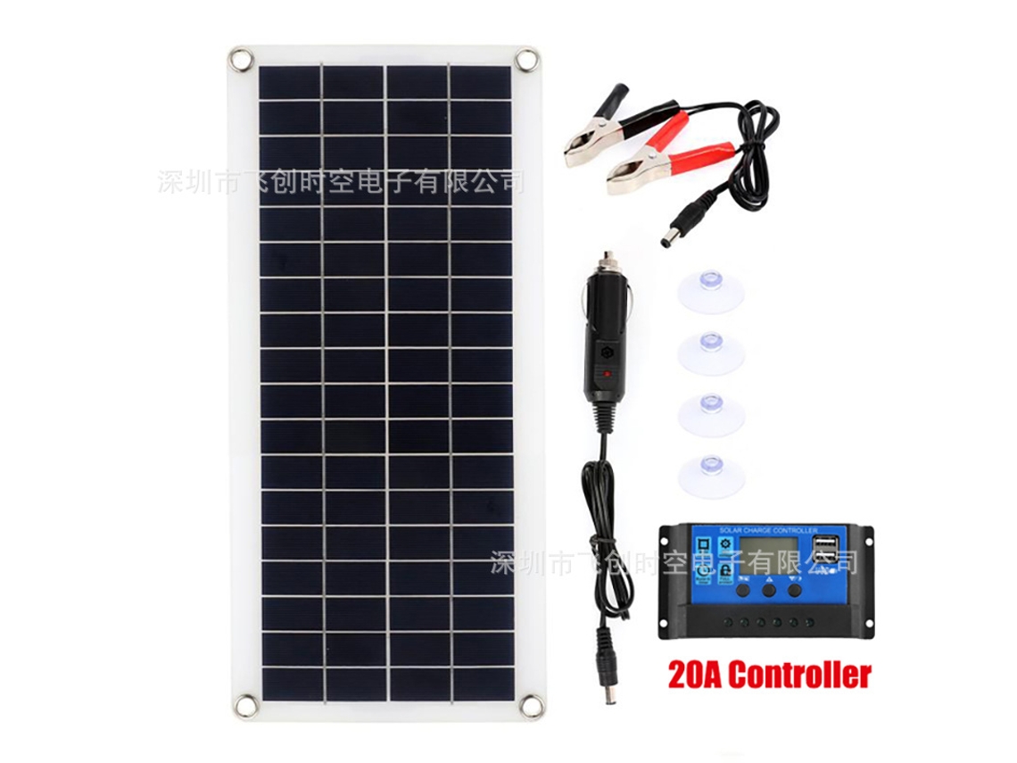 Kit de Painel Solar 12v com Saída USB e Controlador BRILVIBERA