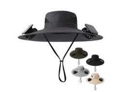 Chapéu com Ventilador Solar MDUG (quadrado Preto)