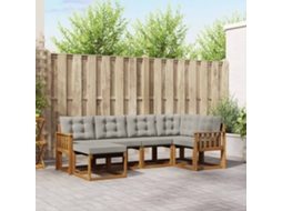 Vidaxl Conjunto De Sofás Para Exterior 6 Unid. Cinza Natural E Claro