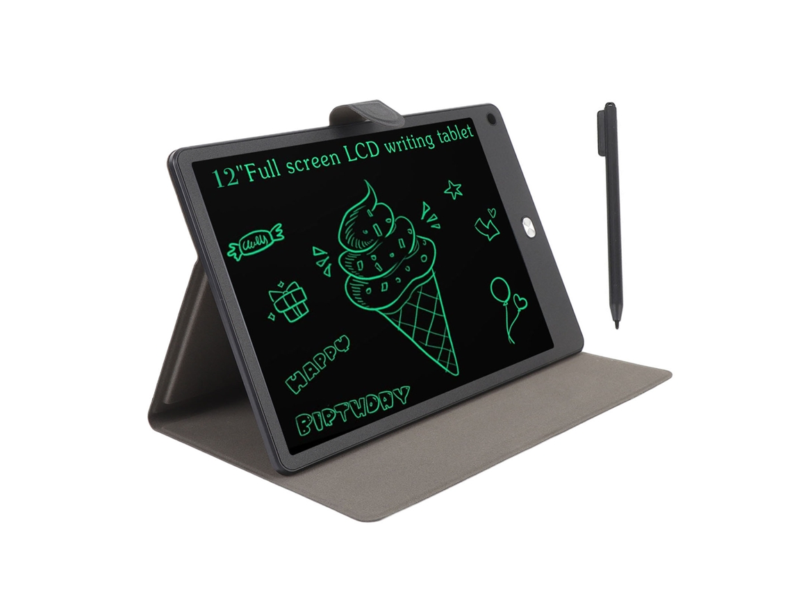 Tablet De Escrita Lcd Reutilizável E Apagável De 12 Polegadas Com Capa Bloco De Notas Digital Para Adultos