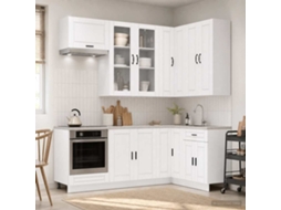 Vidaxl Unidade De Cozinha Porto 8 Unid. Branco Derivados De Madeira