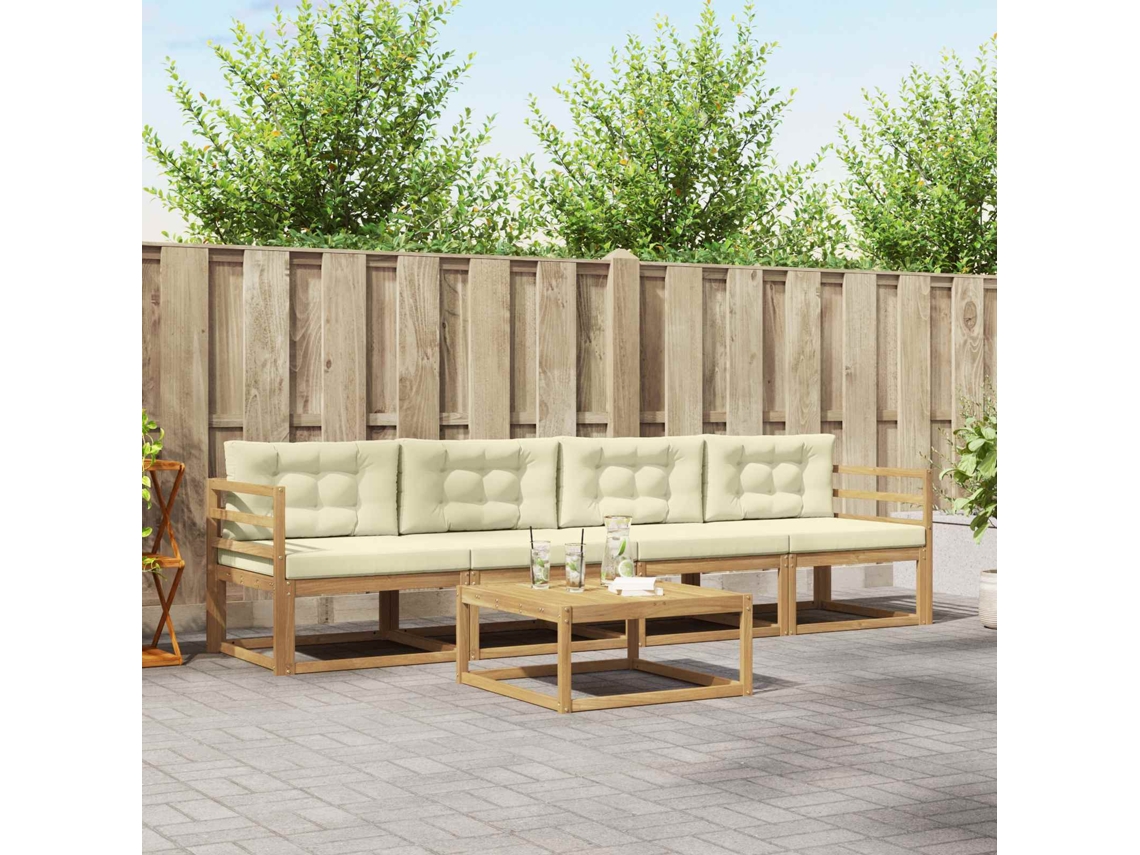 Vidaxl Conjunto De Sofás Para Exterior 4 Unid. Branco E Creme