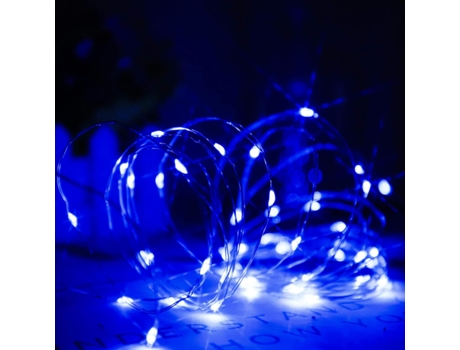 1 Conjunto de Cordão de Luz Led Azul 5 Metros 50 Leds AURUM