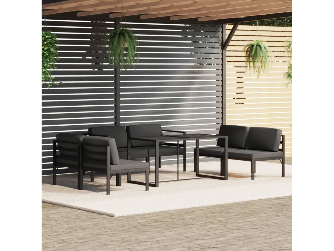 Vidaxl 7 Pcs Conjunto Lounge Jardim Com Almofadões Alumínio Antracite