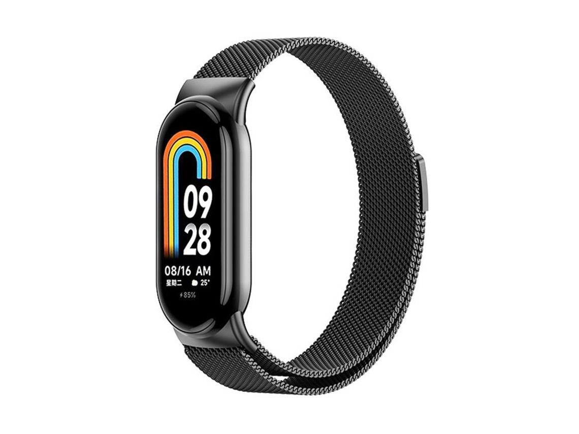 Bracelete para Xiaomi Smart Band 10/9/8 XIAOMOYU em aço inoxidável com NFC e fivela milan preta