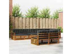 Vidaxl Conjunto De Sofás Para Exterior 8 Unid. Natural E Antracite