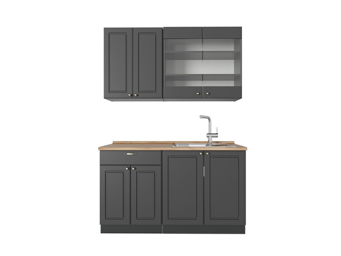 Cuisine Fame Line, 140cm, Pt Carvalho, Antrazite Ouro Landhaus, Antracite, Vicco
