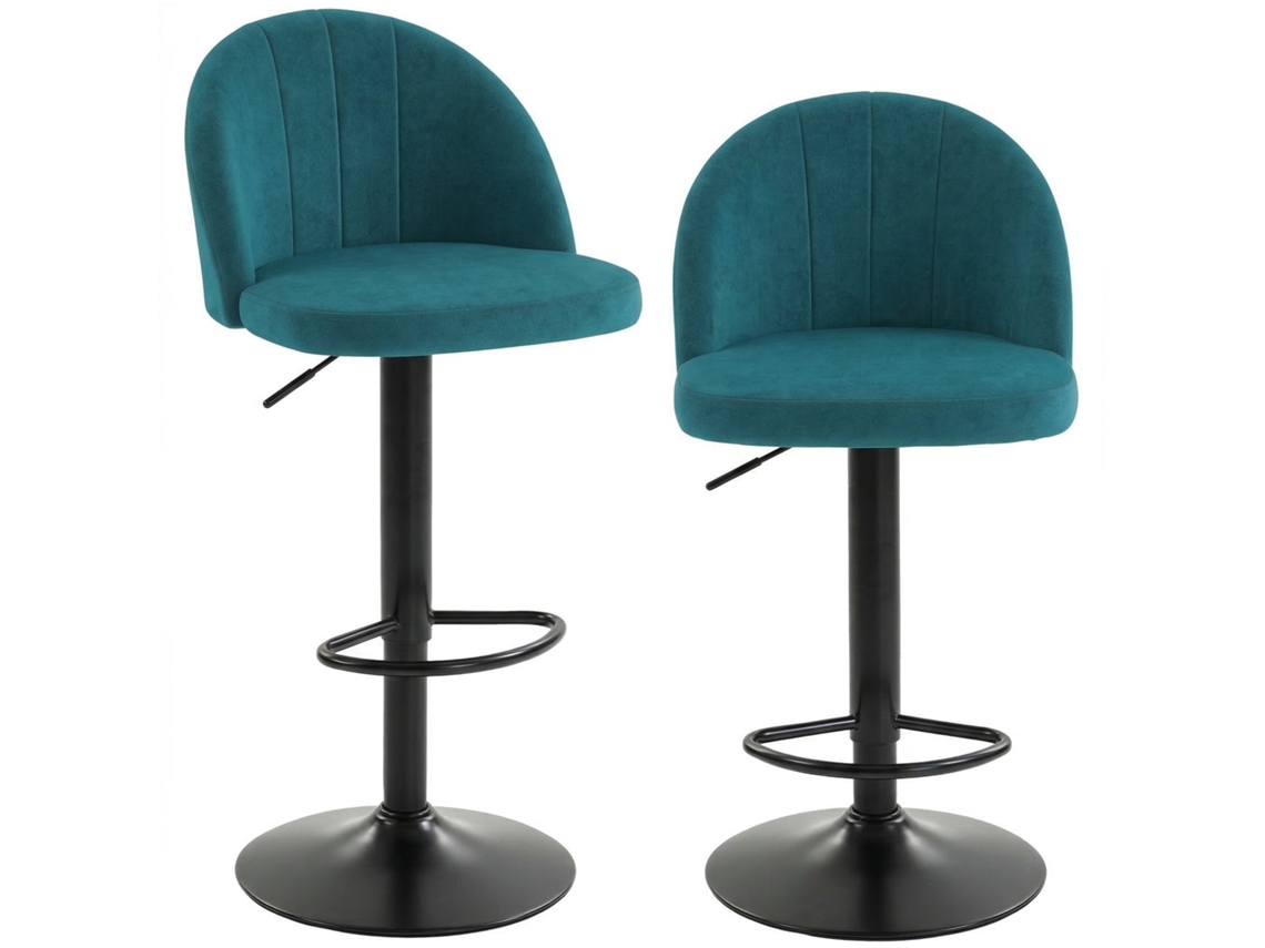 Banco de Bar Giratório Azul com Apoio para os Pés conjunto 2 unidades design Moderno BTFORUS