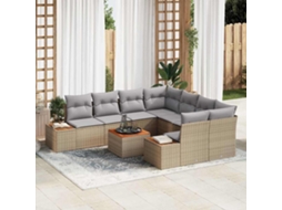 Vidaxl Conjunto De Sofá De Jardim 9 Unid. Bege Rattan Sintético