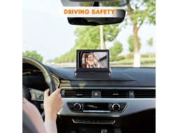 Monitor de carro para bebês com câmera e visão noturna - Espelho retrovisor com câmera para bebês.