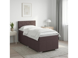 Vidaxl Cama Box Spring Com Colchão Marrom Escuro 100 X 200 Cm Tecido