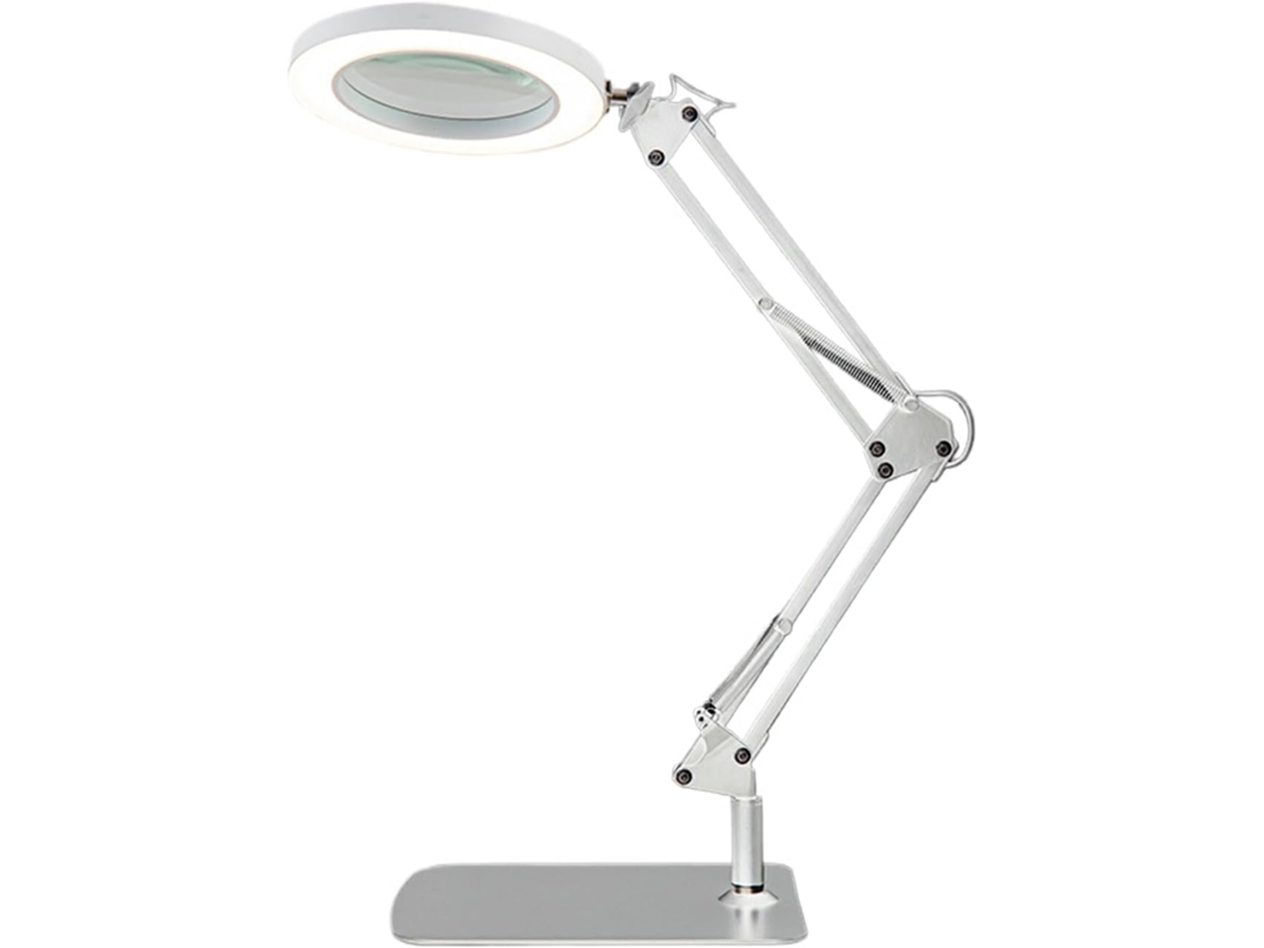 Luminária De Leitura Led Com Suporte Flexível Para O Pescoço, Brilho Ajustável, Clipe Usb, Branca E Base Quadrada