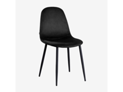 Sklum Pack De 4 Cadeiras De Jantar Glamm Poliéster     Preto                  Velluto Preto                               Veludo