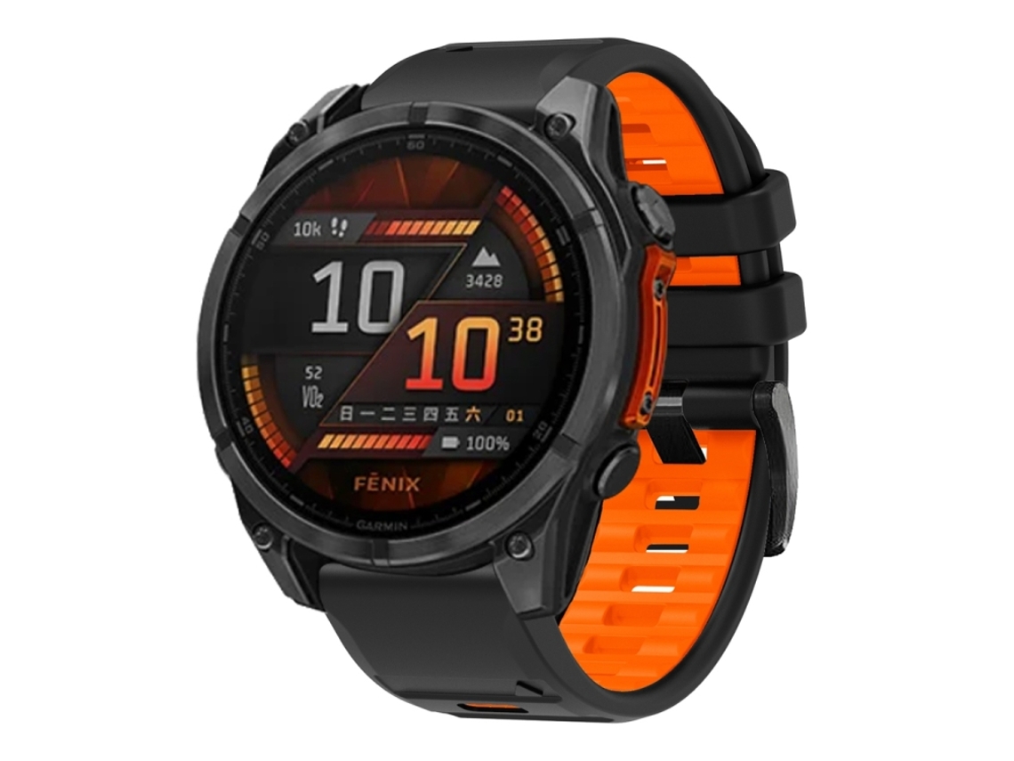 Bracelete para Garmin Silicone Liberação Rápida Duas Cores Preto Laranja XIAOMOYU (22mm)