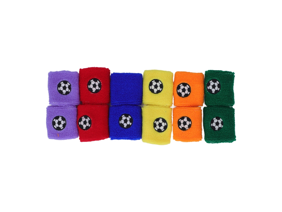 Mali 12 Pulseiras Esportivas Absorventes de Suor para Crianças Futebol Beisebol Poliéster 6x6cm
