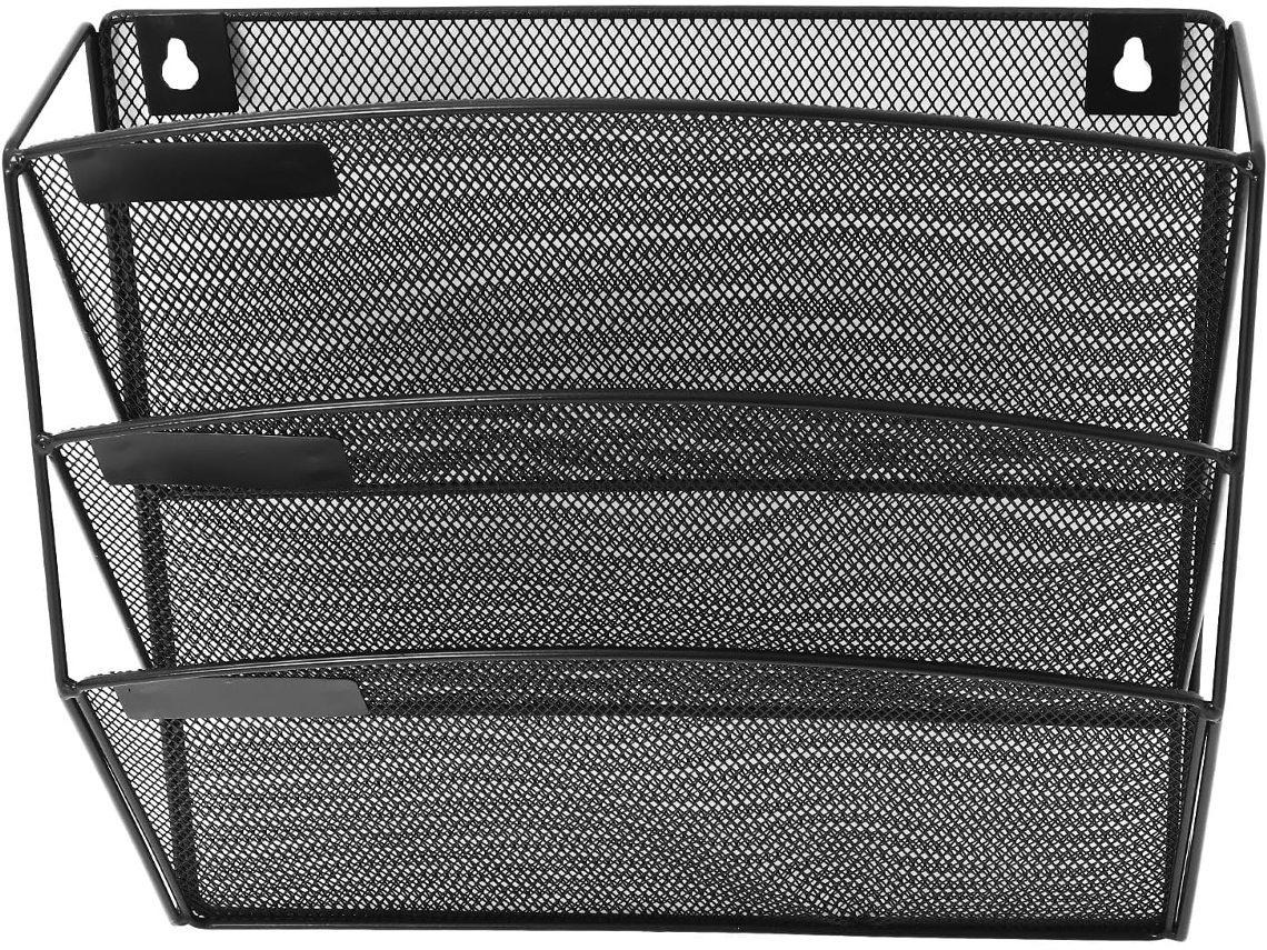 Suporte de Arquivos Parede Stobaza em Ferro Preto com Vários Níveis, Design para Montagem na Parede, Ideal Esc