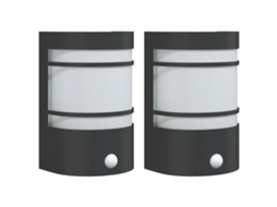 Conjunto 2 Candeeiros parede p/ exterior c/ sensor VIDAXL aço inox. preto