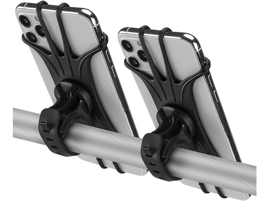 Kit com 2 Suportes Universais para Celular em Bicicleta, Suportes de Silicone com Rotação de 360° para Iphone e Samsung, Compatíveis JIAPEI (preto)
