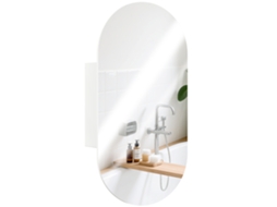 Espelho Oval Moderno, Armário, Duas Prateleiras, 45x90 Cm, Branco | E-TOWN COMMERCE GMBH