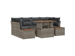 Conjunto 9 Conjunto De Jantar Para Jardim Vidaxl Cinzento Vime Pe (100 X 55 X 73 Cm)