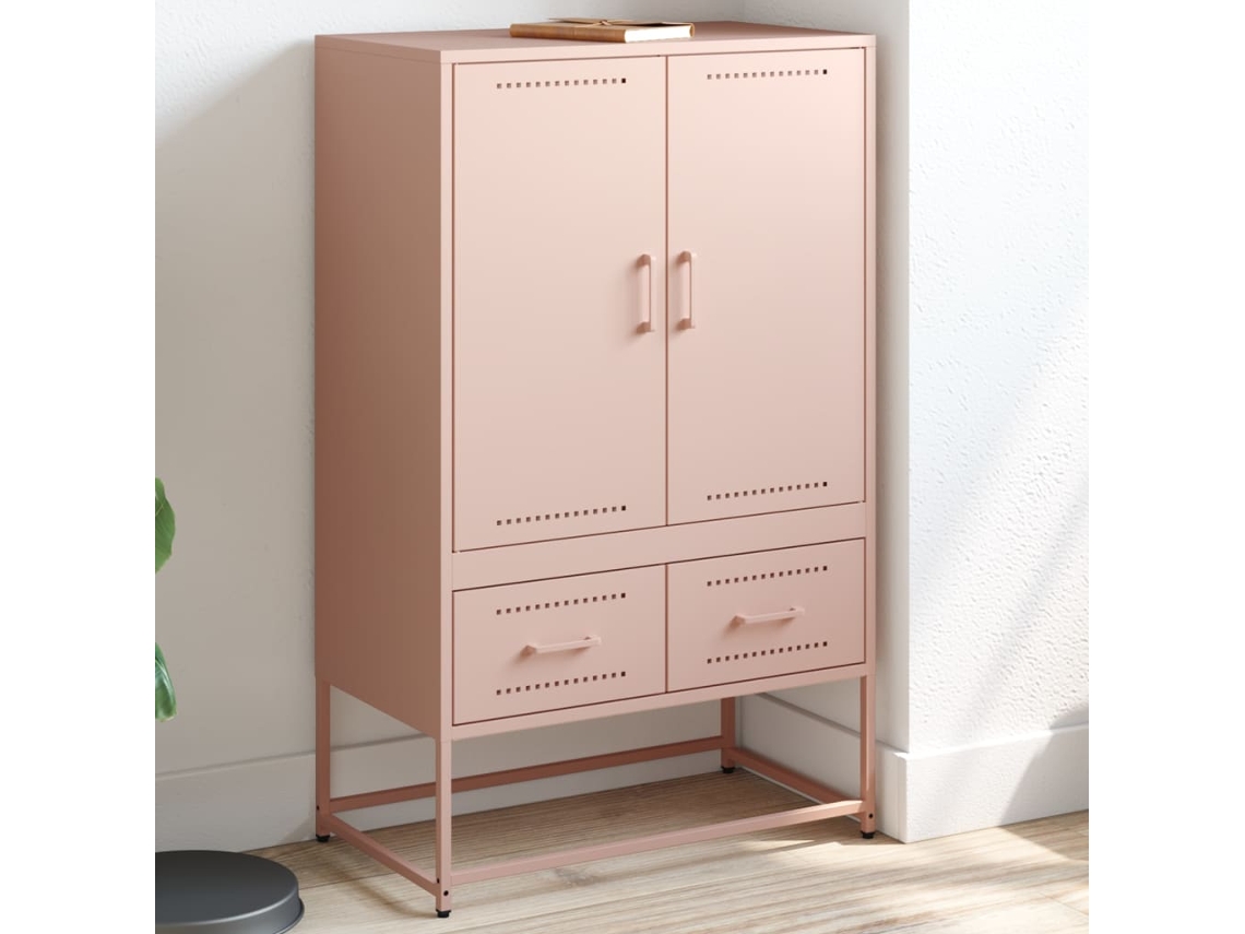Vidaxl Móvel Alto 68x39x111,5 Cm Aço Rosa